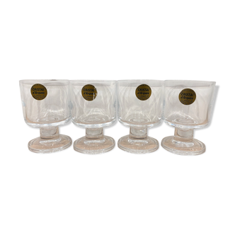 Set of 4 glasses with foot crystal of arques