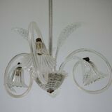 Art Deco Murano Glass Three-Arm Chandelier, Italy, 1940s