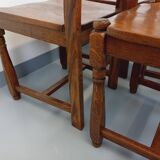 Set of 6 vintage brutalist chairs in oak wood from the 60s