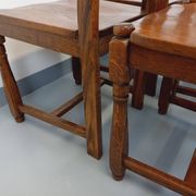 Set of 6 vintage brutalist chairs in oak wood from the 60s