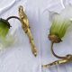 Pair of gilded metal glass paste sconces from the early 20th century