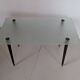 Table basse vintage en bois, verre et laiton