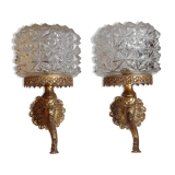 Pair of dolphin brass sconces