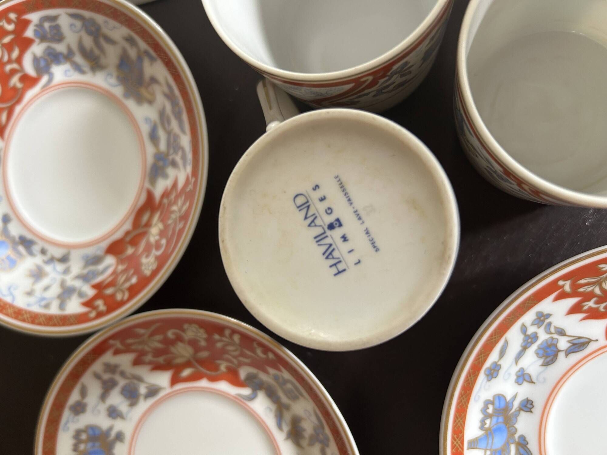 Set of 6 coffee cups with saucers - Haviland - Imari red
