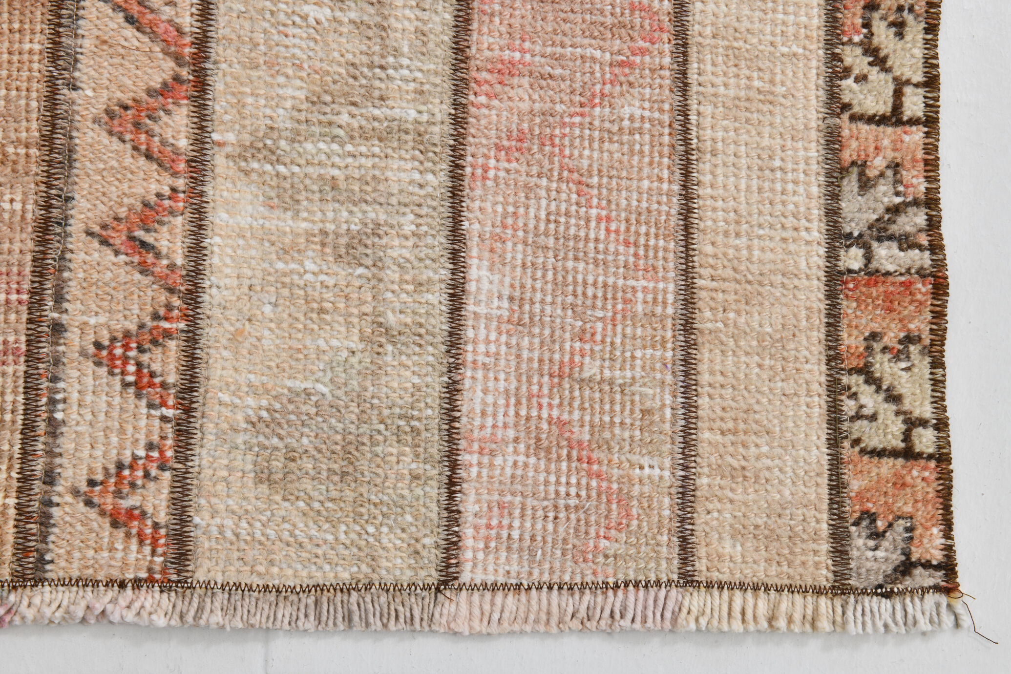 2x10 Narrow Brown Beige Turkish Runner Rug, 69x301Cm