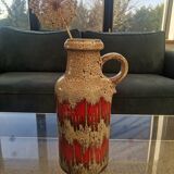 Vase vintage Scheurich poterie ouest-allemande LoRa Zig-Zag Fat Lava, 1970