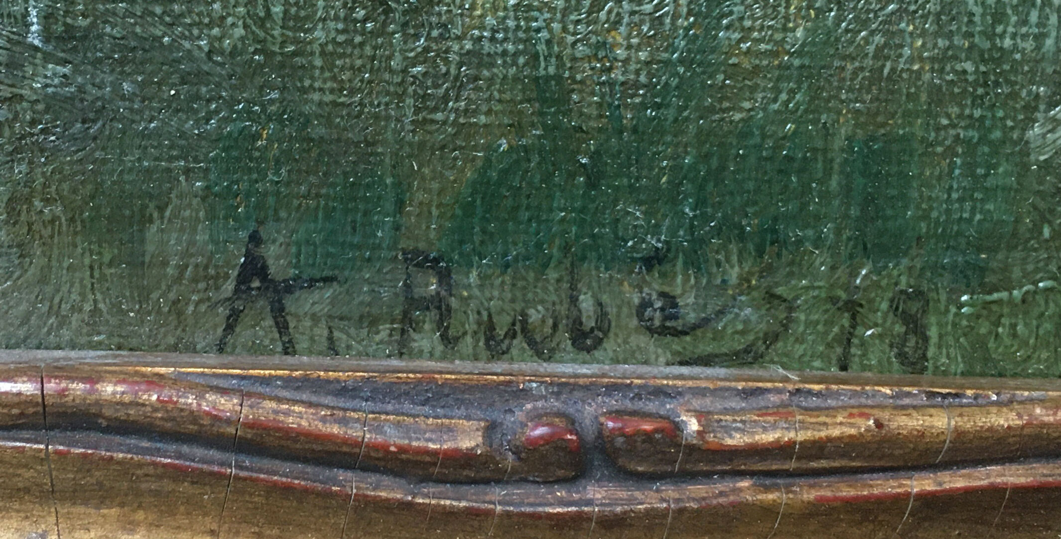 Painting "Riverside TreeScape" by Auguste Alfred Rubé (1815-1899)