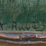 Painting "Riverside TreeScape" by Auguste Alfred Rubé (1815-1899)