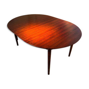 Table ronde extensible scandinave vintage en palissandre "Ingrid"