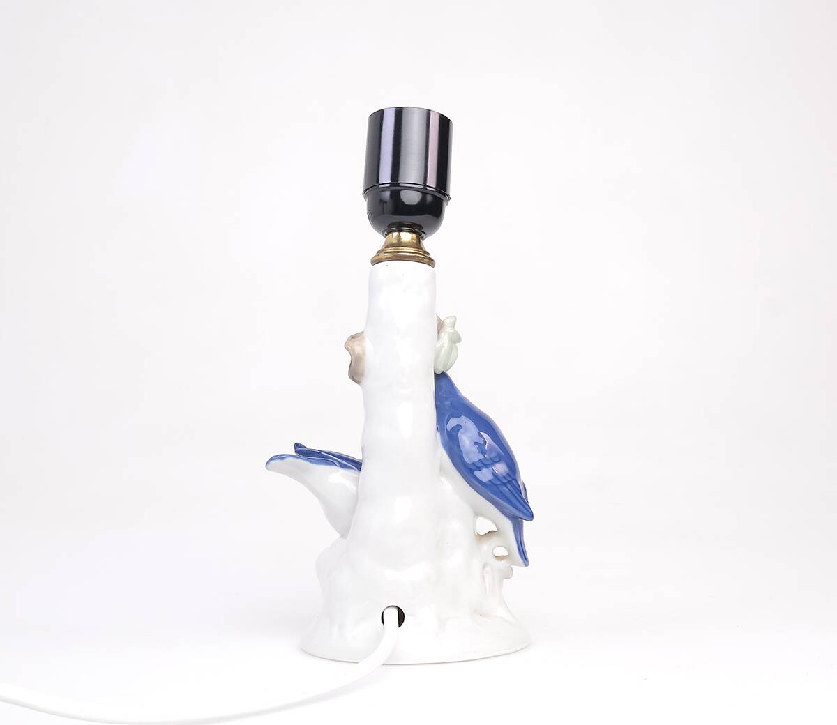 Vintage porcelain lamp base with kingfishers by Wagner & Apel