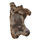 Male torso sculpture by patinated casting, signed to be identified.