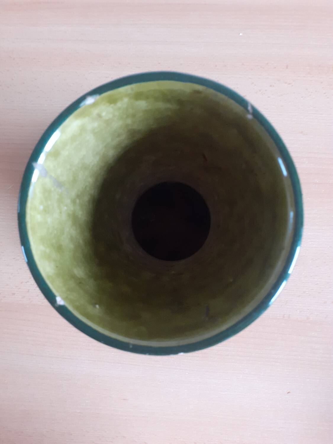 Orange and green ceramic vase