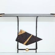Pair of brutalist wrought iron consoles by Argueyrolles 1990