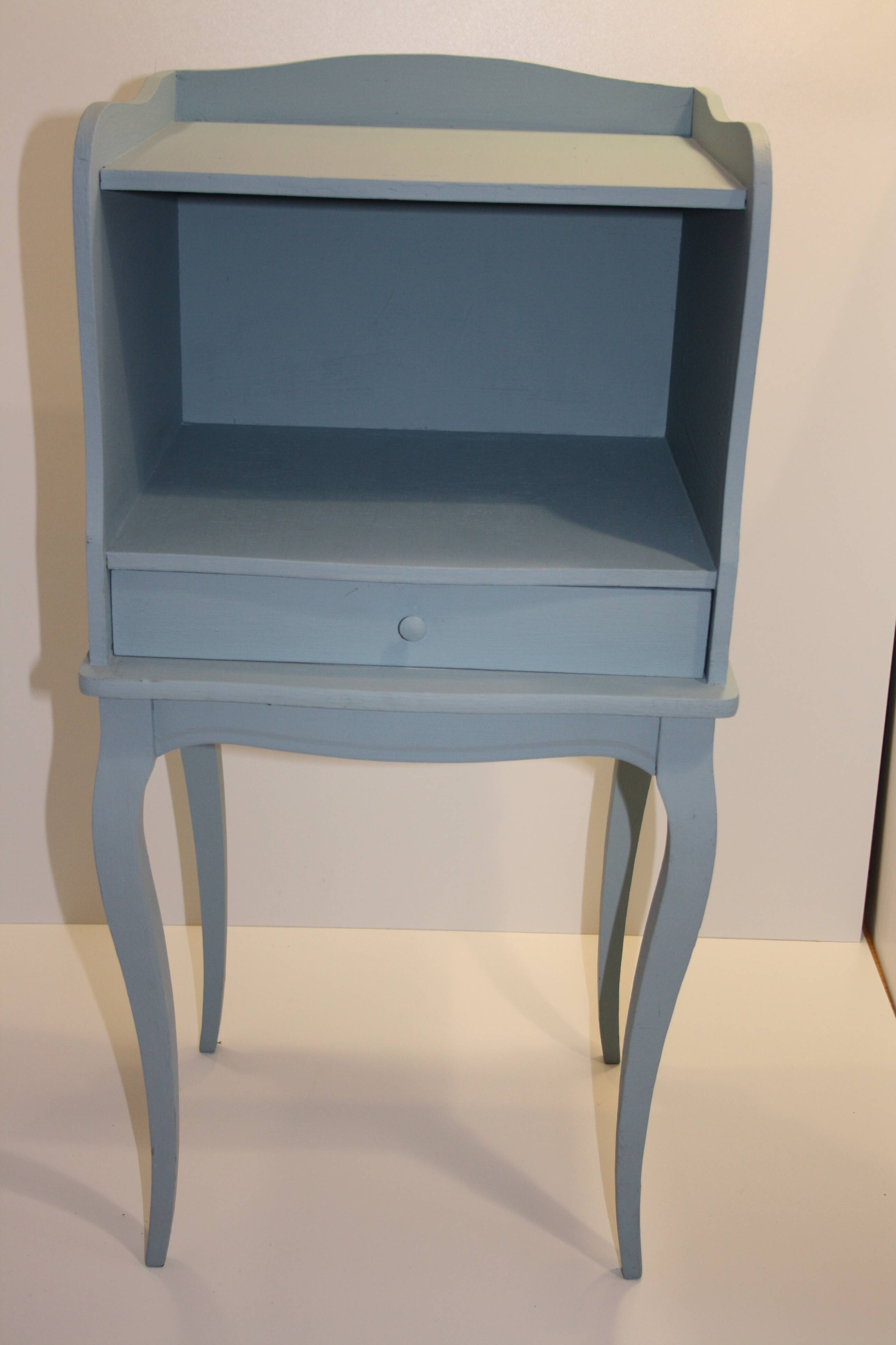 Classic blue bedside table with one drawer