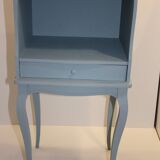 Classic blue bedside table with one drawer