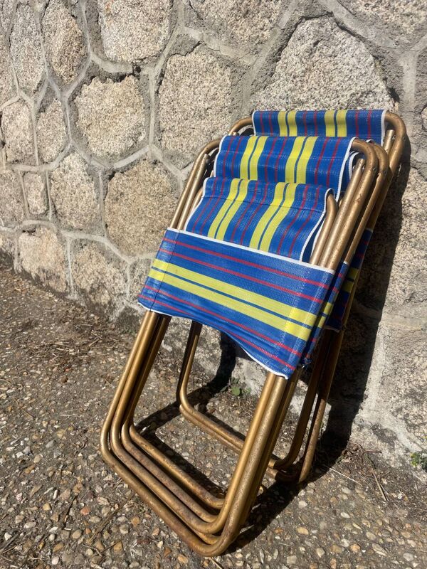 Lot de 4 chaises pliantes camping vintage