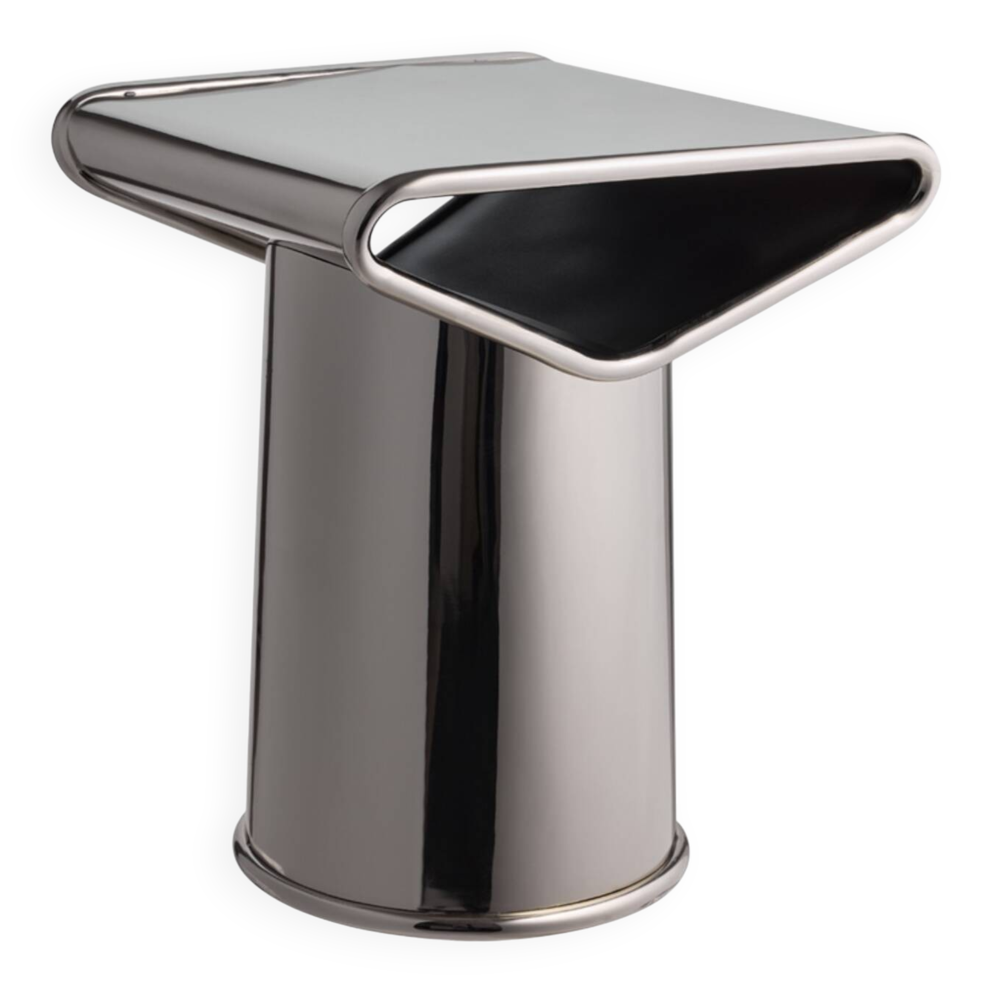 Silver chrome metal stool - Jean-Baptiste Fastrez
