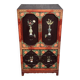 Asia, 20th century: Lacquered cabinet decorated with vases of flowers in hardstone