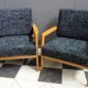 Black velvet-like fabric chairs in beech frame 1960s