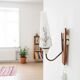 Danish Modern teak opaline glass wall sconce