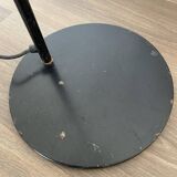 Vintage halogen floor lamp in black lacquered metal and brass ball joint