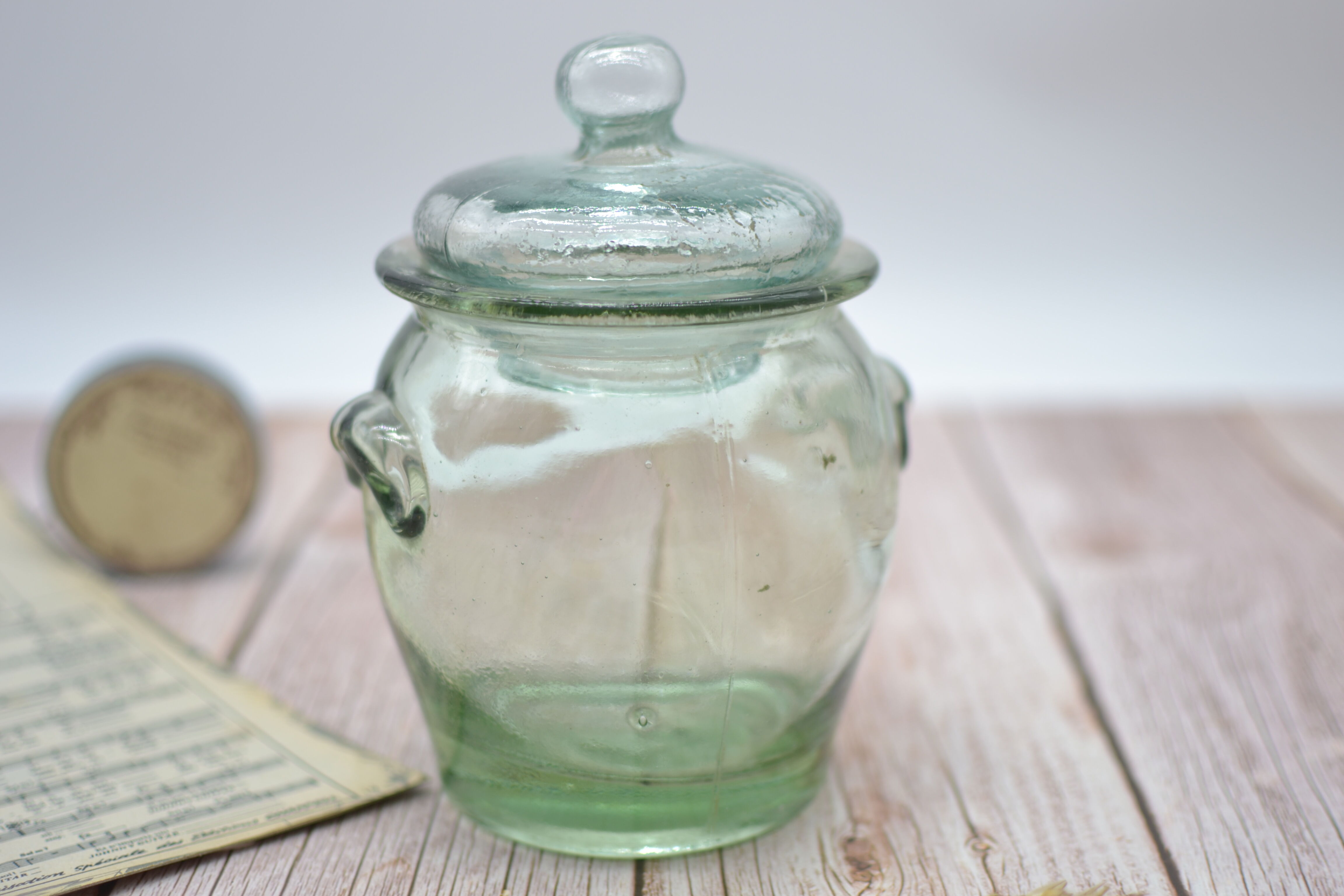 Old jar made of thick glass