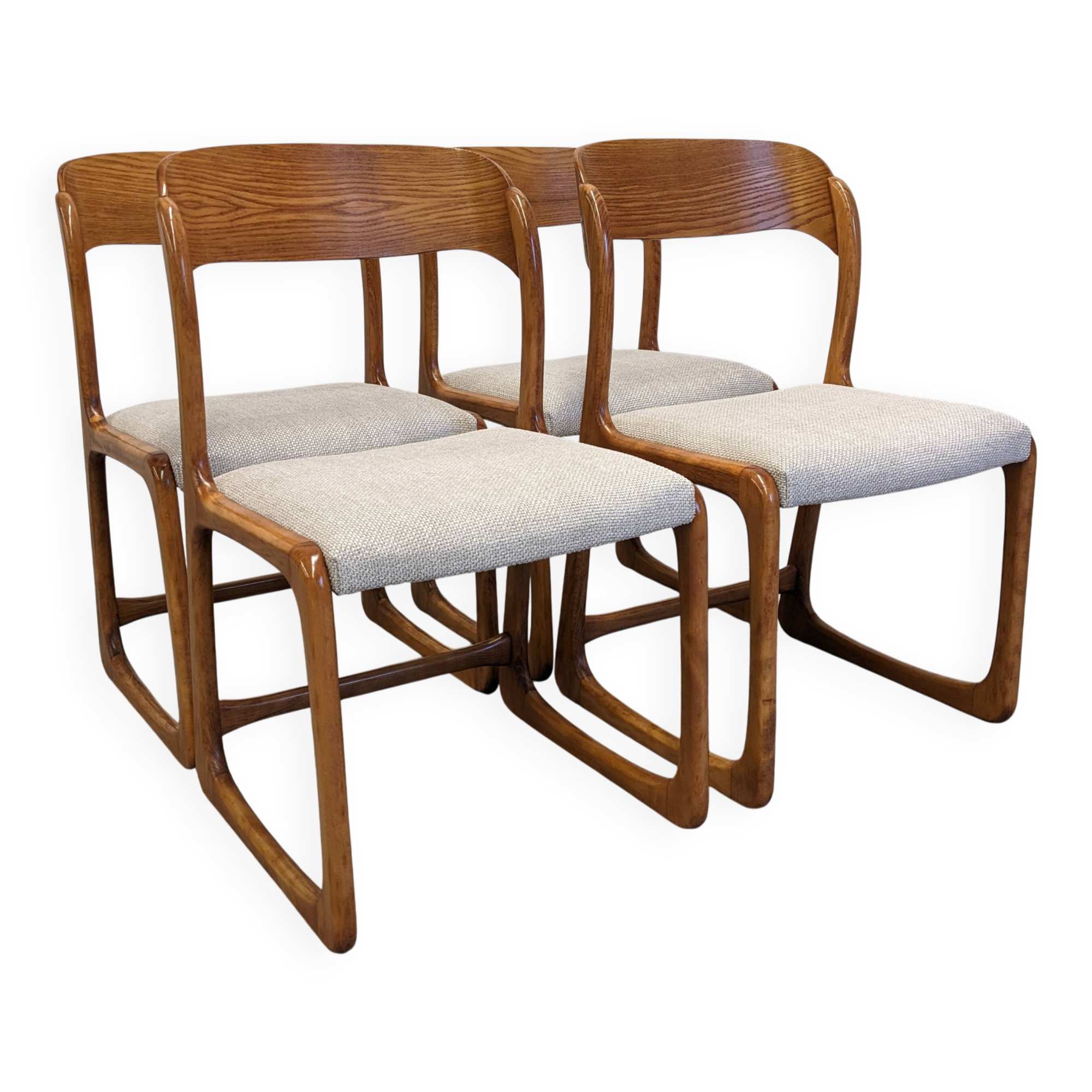 Set of 4 Baumann sled chairs, France circa 1970.