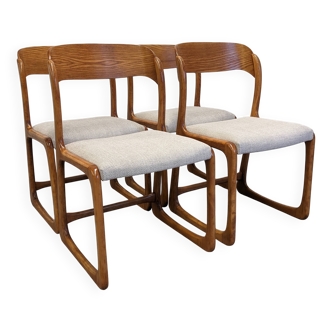 Série de 4 chaises traineau Baumann, France vers 1970
