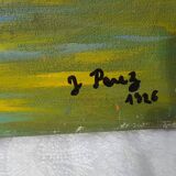 Huile sur toile  signée J. Perez bouquet de fleurs  40 X 50 cm