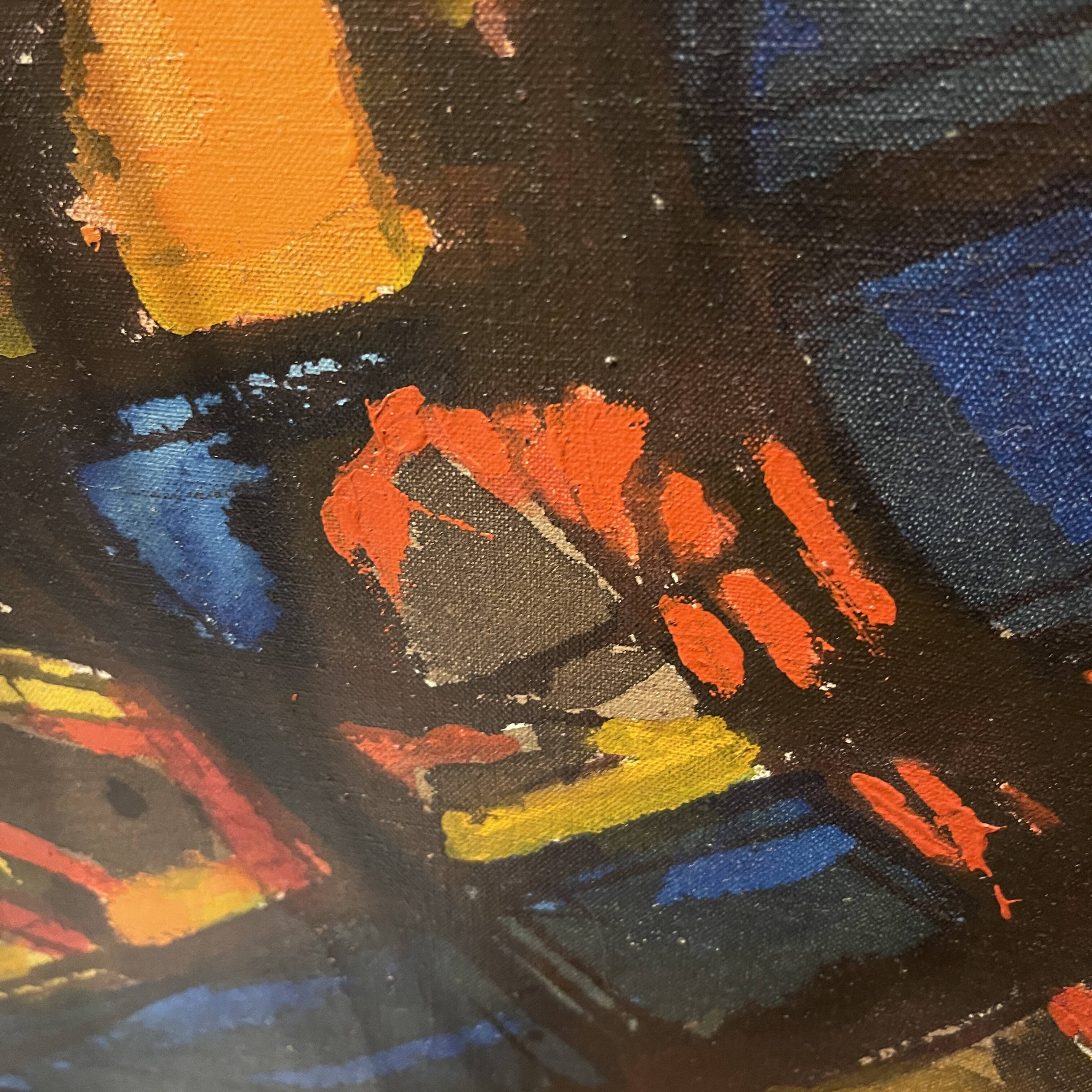 Jean-louis ruythoorens 'sun and calabashes' lubumbashi 1972, abstract painting, oil on canvas