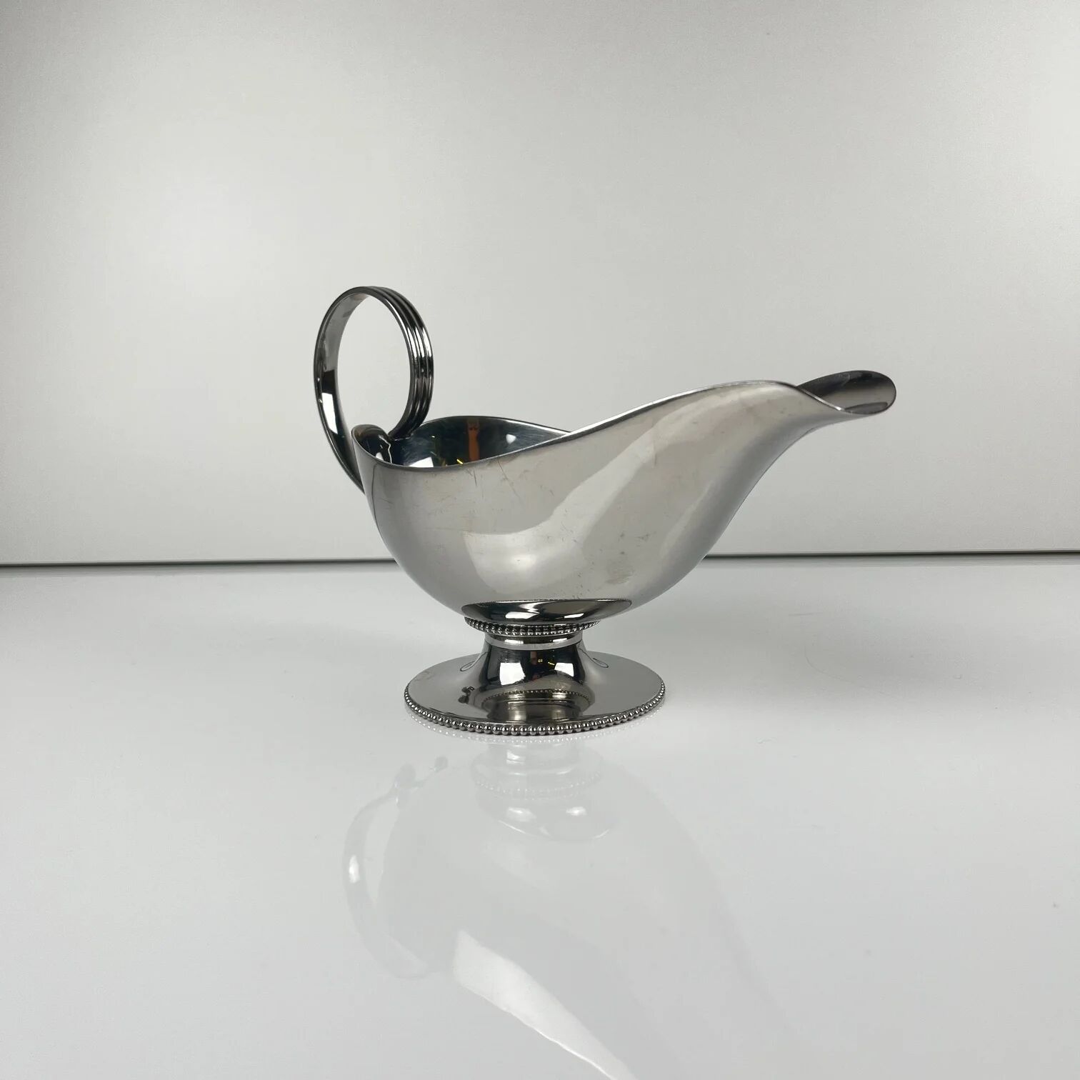 Royal BB stainless steel sauceboat, France, mid-20th century.