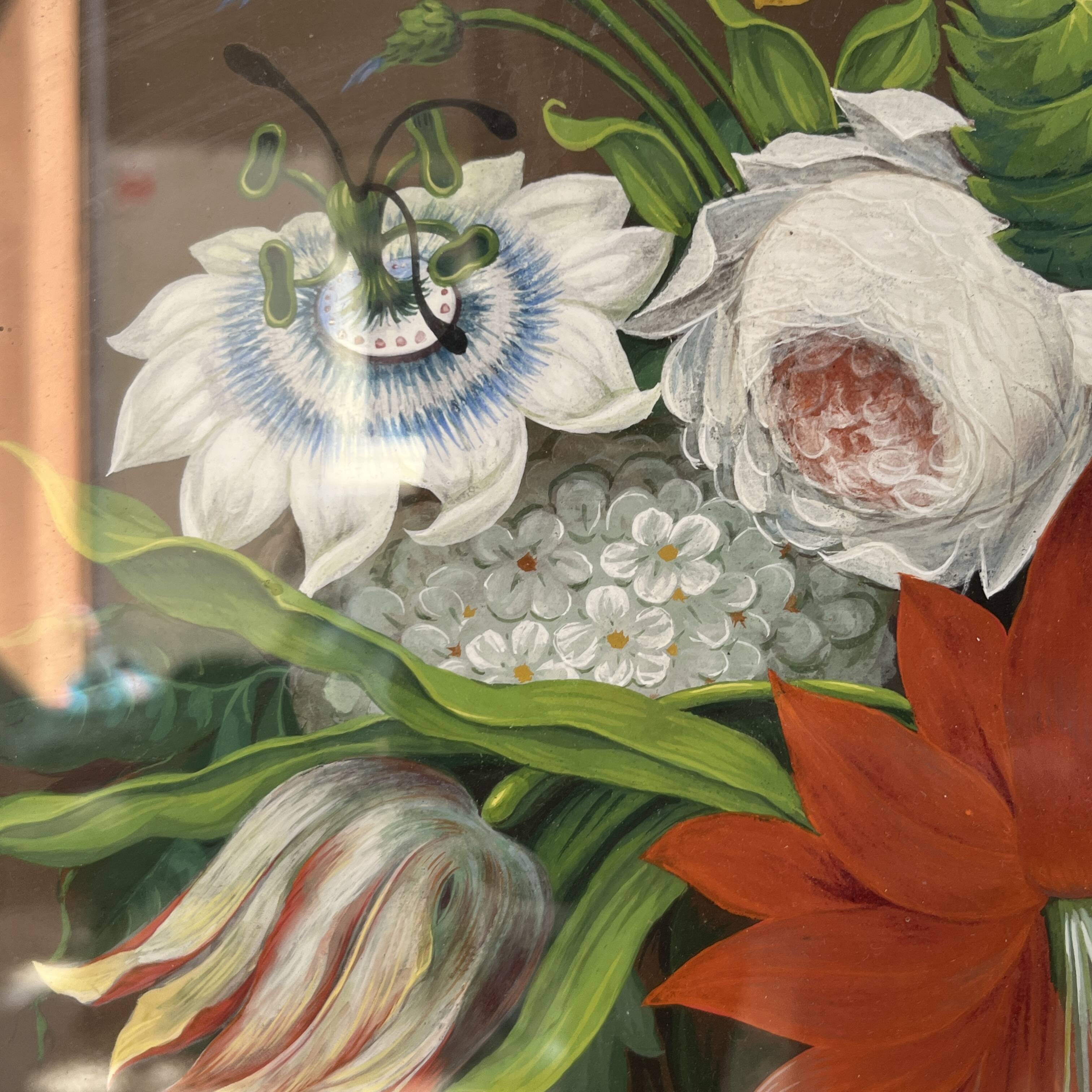 “Bouquet of flowers” still life painting in Neo Classical style, gouache on paper, ca 1830