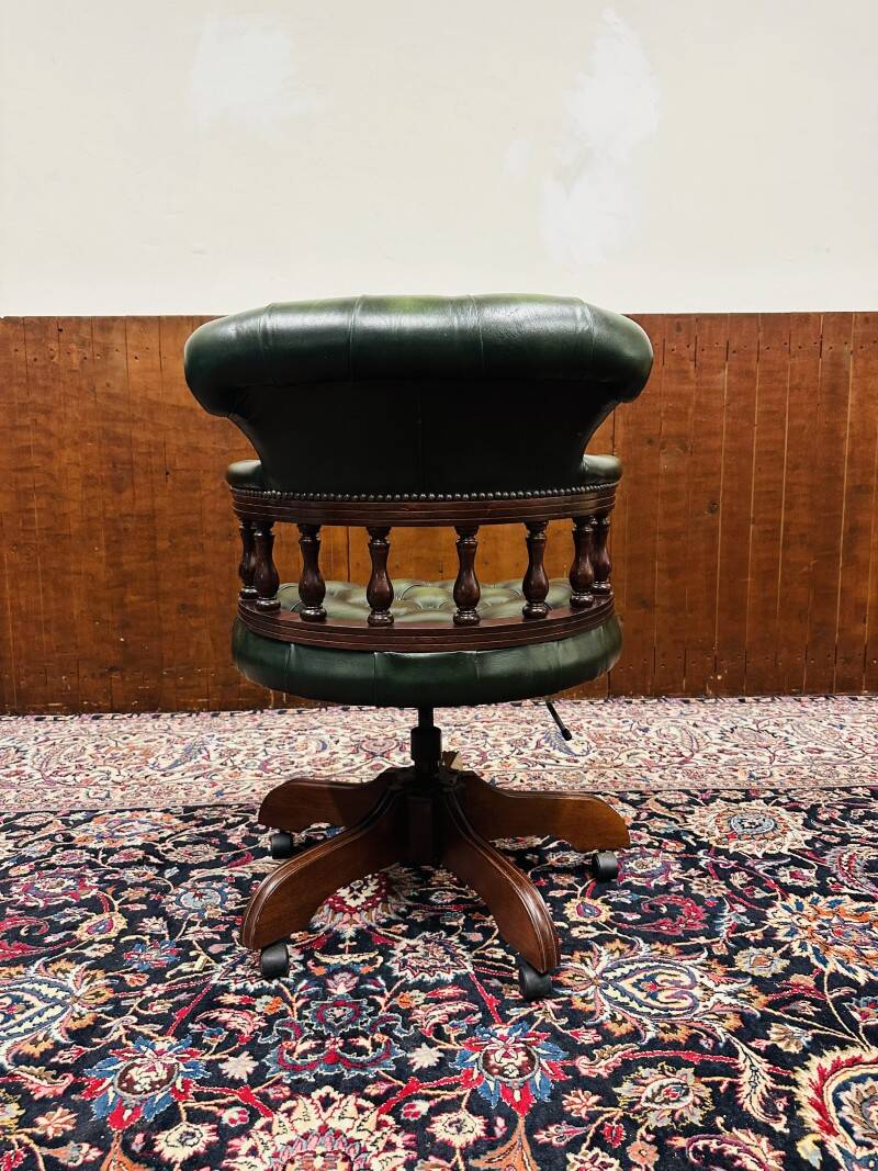 Classic English Green Chesterfield Captain Chair