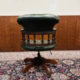 Classic English Green Chesterfield Captain Chair
