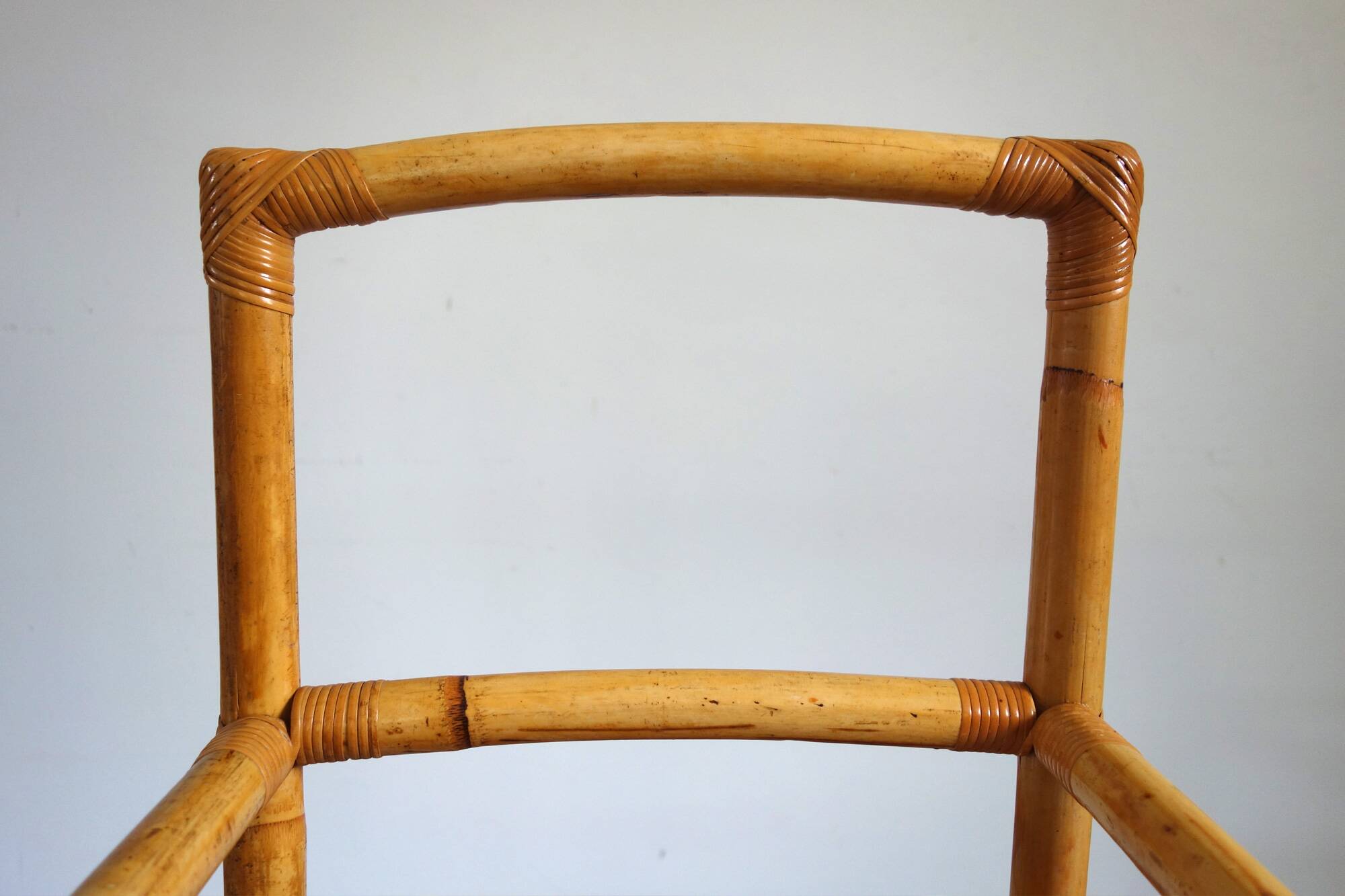 Vintage bamboo rattan high stool