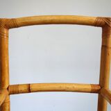 Vintage bamboo rattan high stool