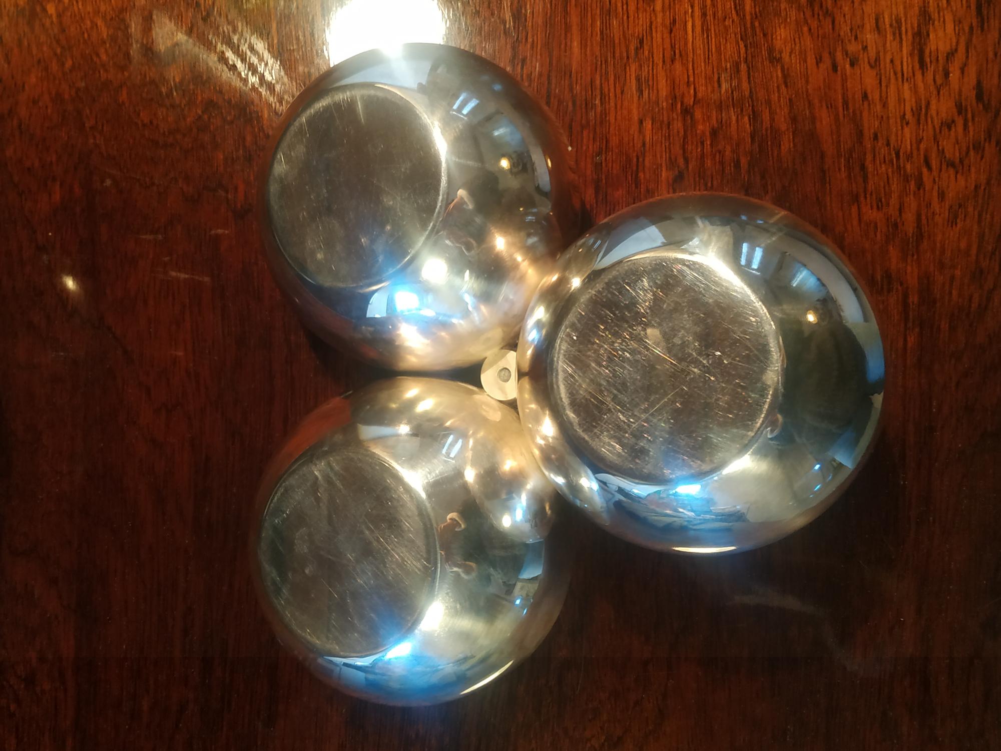 Servant 3 cups in silver metal poinçoin