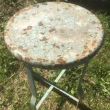 Patinated metal industrial stool