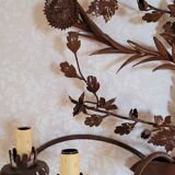 Large varnished metal wall light