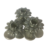 Triple brass flower candlestick