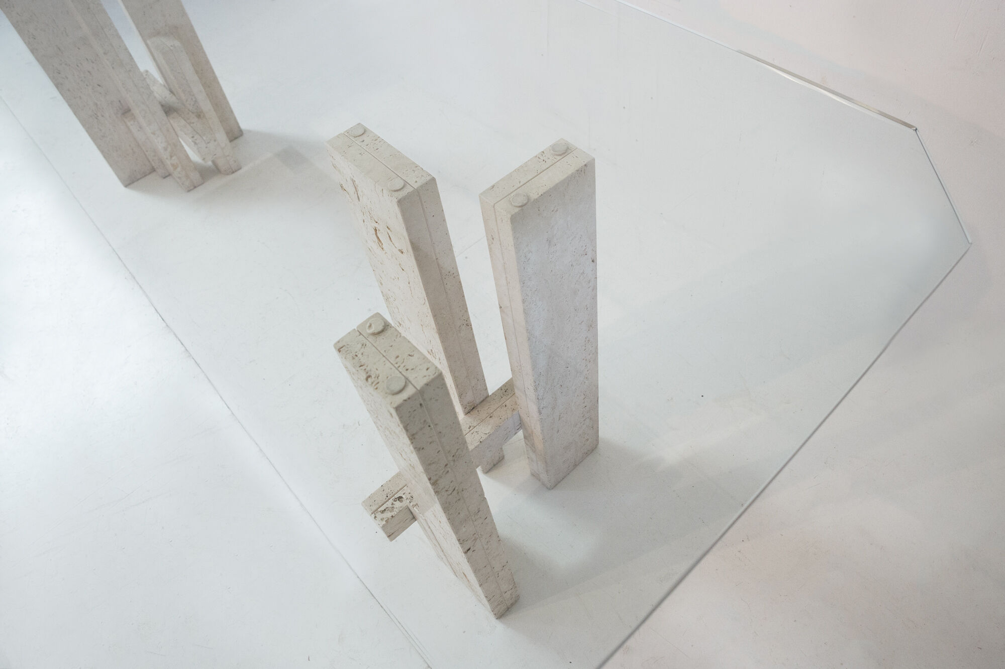 Rare architectural travertine table by Willy Ballez
