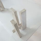 Rare architectural travertine table by Willy Ballez