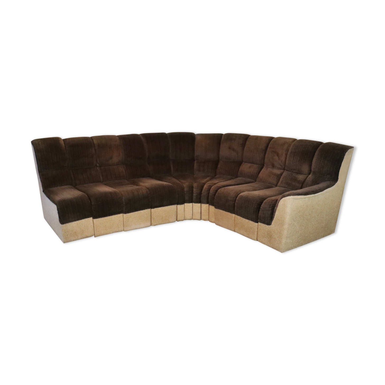 Midcentury seventies ‘snake harmonica’ modular sofa