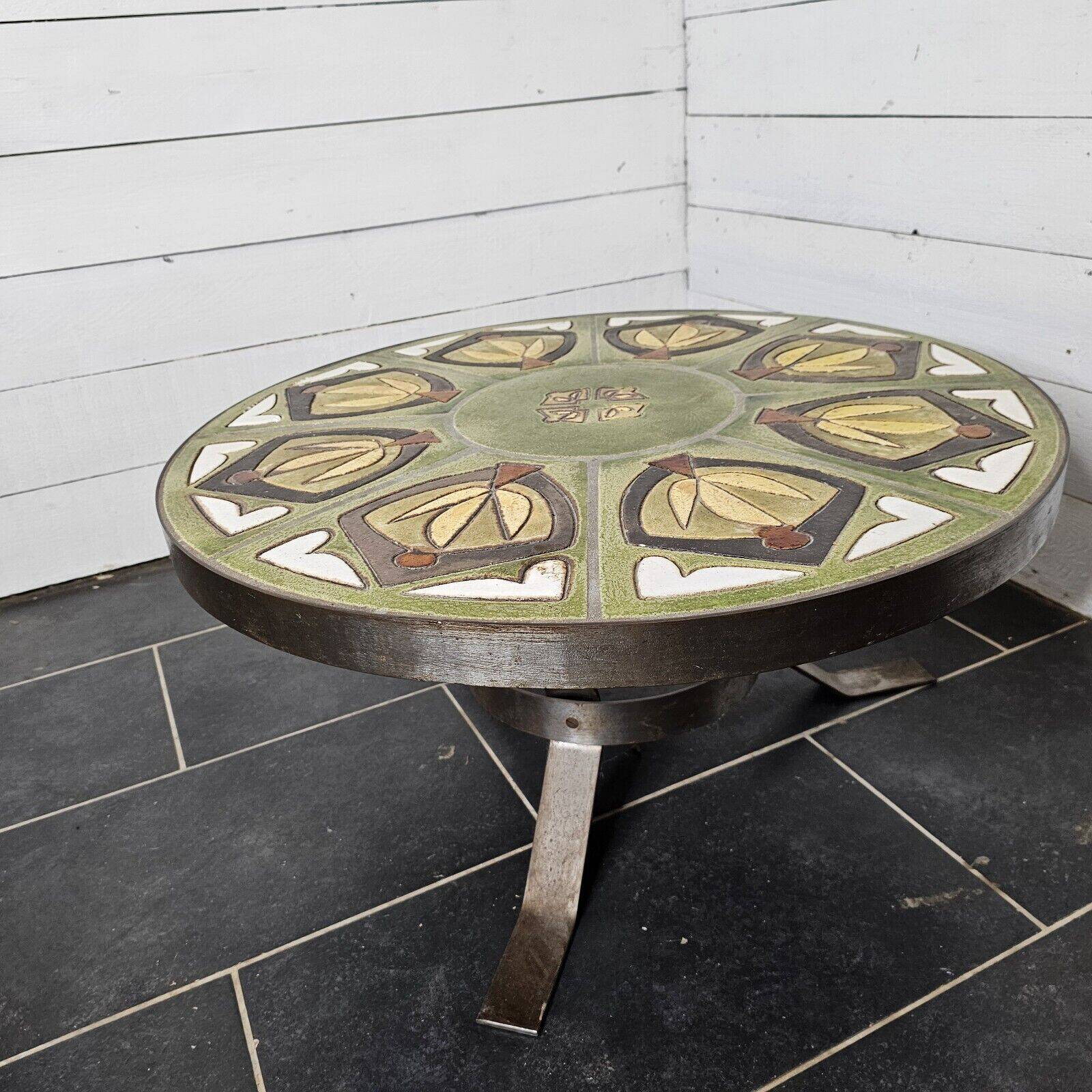 Round living room table from the 60s signed r.corroyez