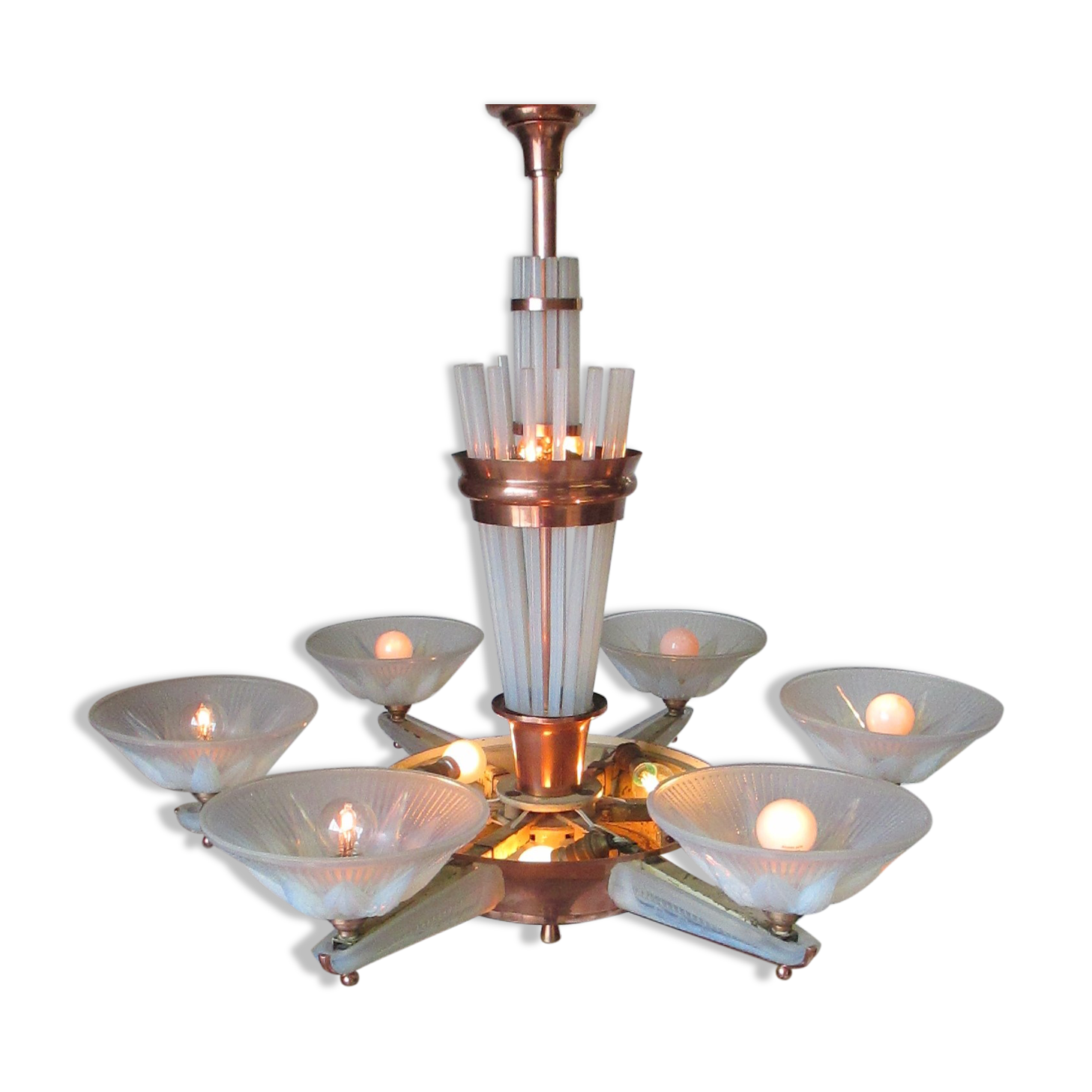 Lustre art deco Petitot verrerie Ezan