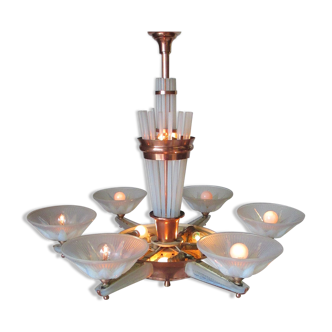 Lustre art deco Petitot verrerie Ezan