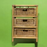 Commode vintage en rotin et bambou