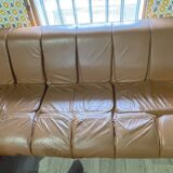 Percival lafer mp-211 sofa set with two armchairs and an ottoman in leather.