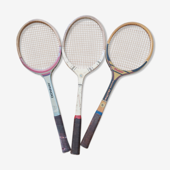 Series of 3 vintage tennis rackets