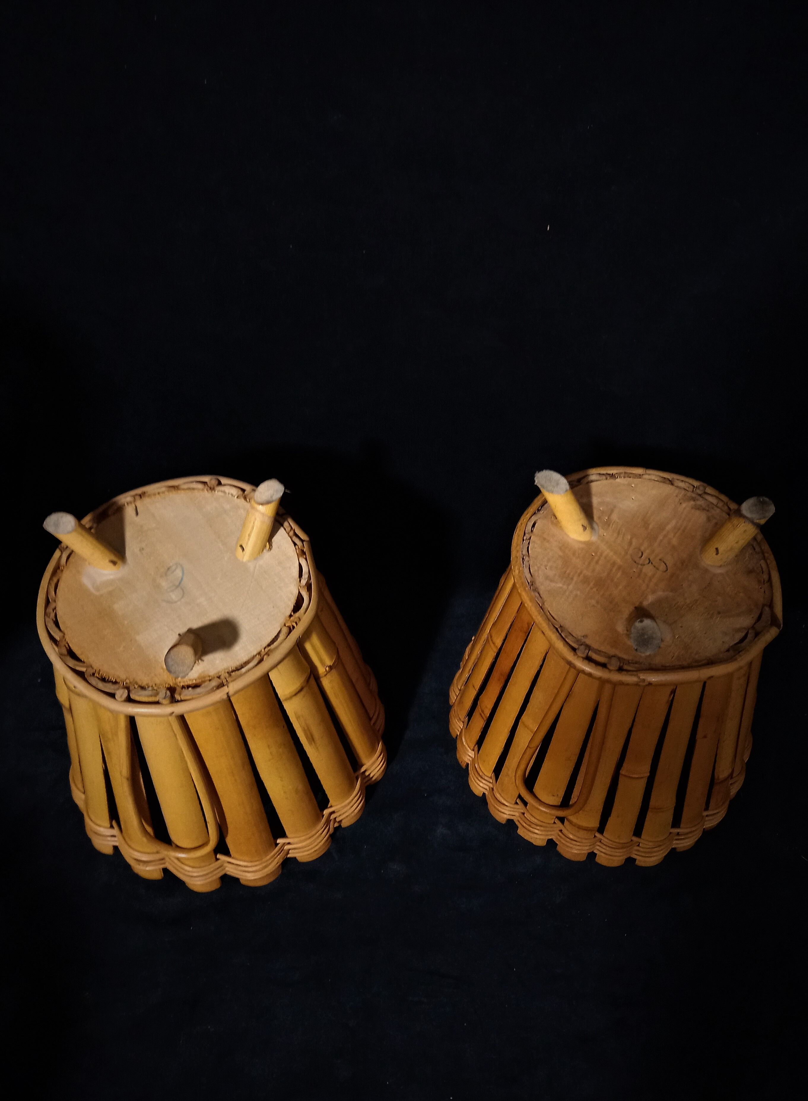 Set of four large bamboo pot covers